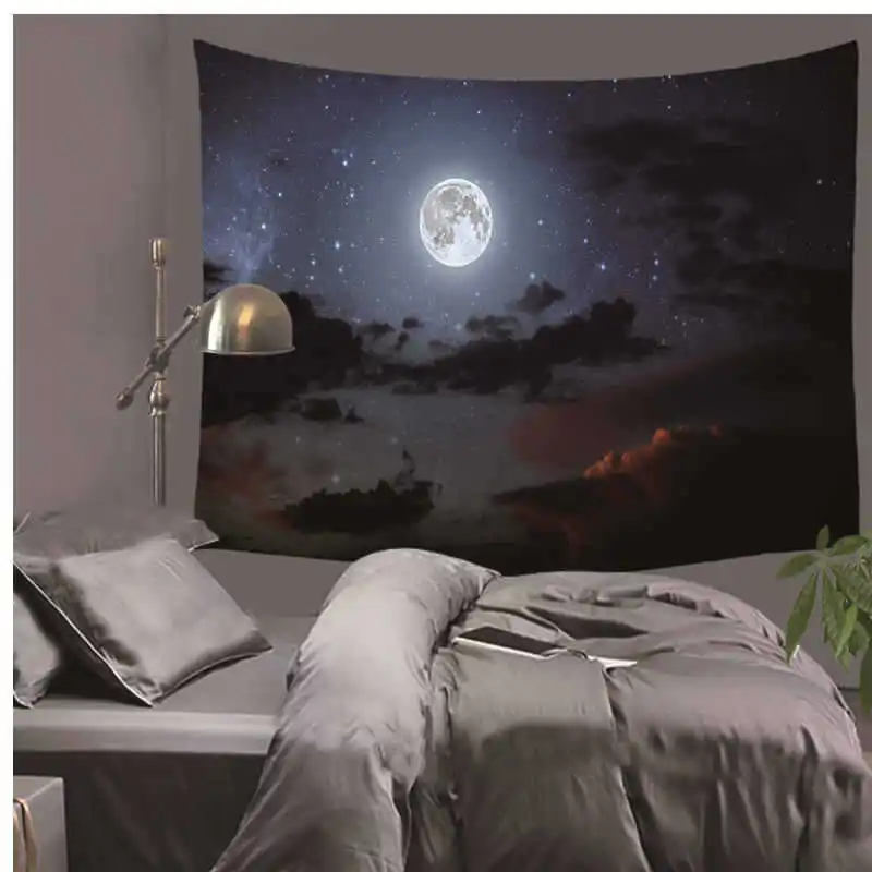 Ночной вид лунный свет космический узор гобелен настенный легкий вес полиэстер ткань Декор на стену для дома с принтом одеяло гобелен - Цвет: 13