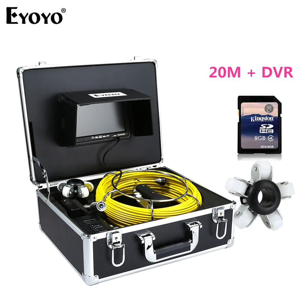 

Eyoyo WF92 23mm 20M DVR With 8GB Card HD Sewer Pipe Pipeline 7" 12PCS White LEDS Camera Drain Inspection Cam Waterproof