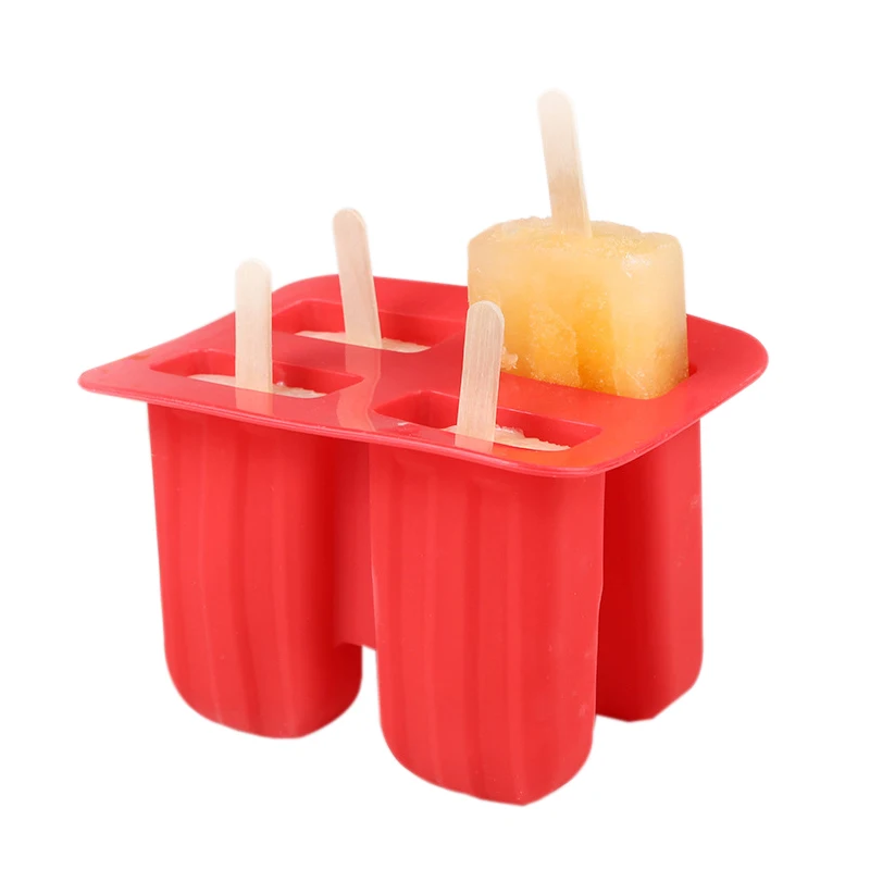 4 Holes Silicone Ice Cream Tubs Eco Friendly Popsicle Mold Household
