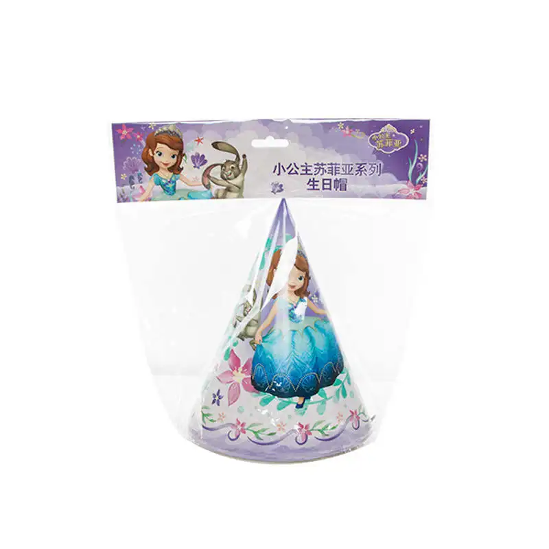 Дисней София Первый пластиковый стол Принцесса София бумажный стаканчик, тарелка детский душ ребенок день рождения семья поставка украшений для вечеринок - Цвет: Hat-6Pcs