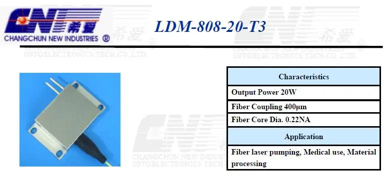Модуль лазерного диода высокой мощности CNI 808nm 20 Вт