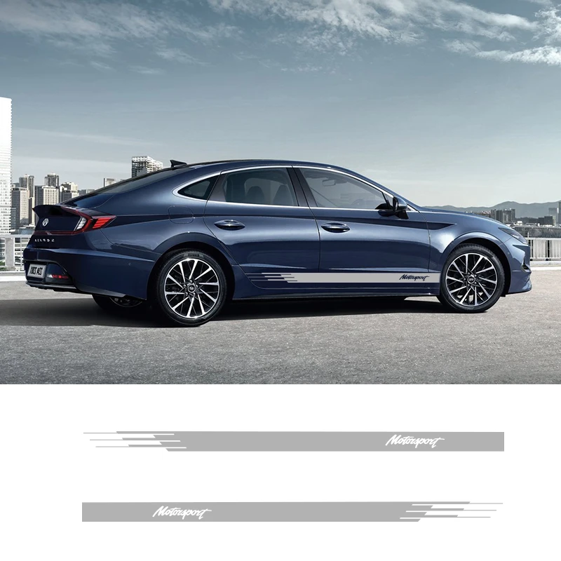 

2 PCS Vinyl Side Stripes Skirt Graphics Auto Stickers Decal For Hyundai i20 i30 i40 Tucson Sonata Ioniq