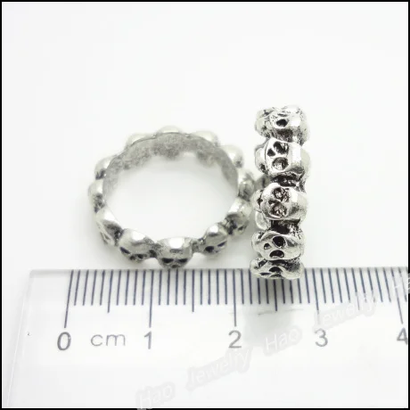 

9 pcs Charms Skull Ring Pendant Tibetan silver Zinc Alloy Fit Bracelet Necklace DIY Metal Jewelry Findings