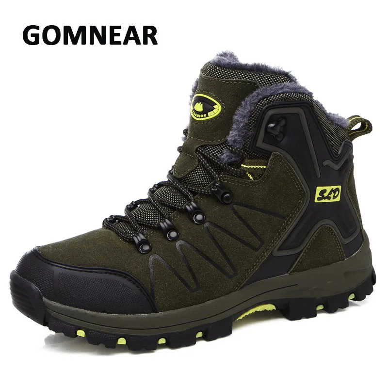 

GOMNEAR Winter Sneakers For Men Hiking Shoes Outdoor Breathable Trekking Tactical Boots Leather Shoes Men Zapatillas Hombre