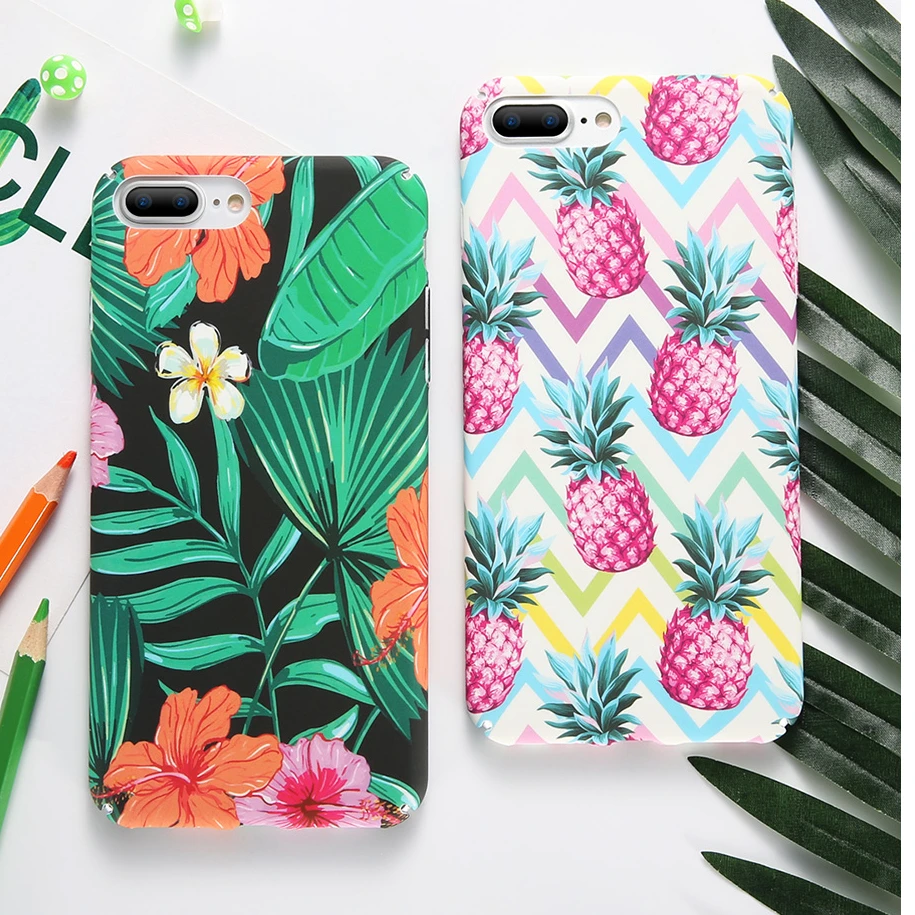 Tropical Plants Leaf Cactus Fruit Pineapple Case Cover For Apple iphone 6 6s 7 8 8plus X 5 5s Se Hard Daisy Flower Stamp |