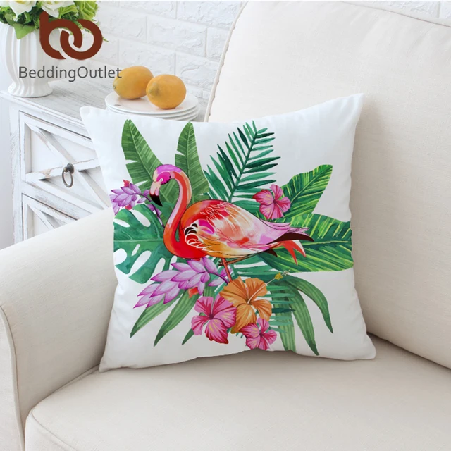 BeddingOutlet Flamingo Cushion Cover Floral Pillow Case Tropical Extraordinary Pink And Green Decorative Pillows BeddingOutlet Flamingo Cushion Cover Floral Pillow Case Tropical Extraordinary Pink And Green Decorative Pillows