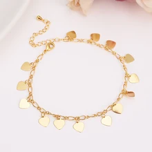 25 см Длина Золото ColorCharm браслет с «любящее сердце» flowerPendant Для женщин Свадьба День Святого Валентина подарок золотые украшения браслет