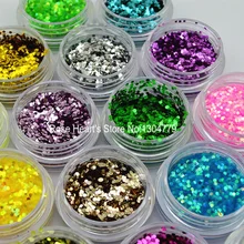 18 цветов дизайн ногтей блёстки шестиугольные Блестки для УФ-гель для ногтей Советы украшения инструменты оптом
