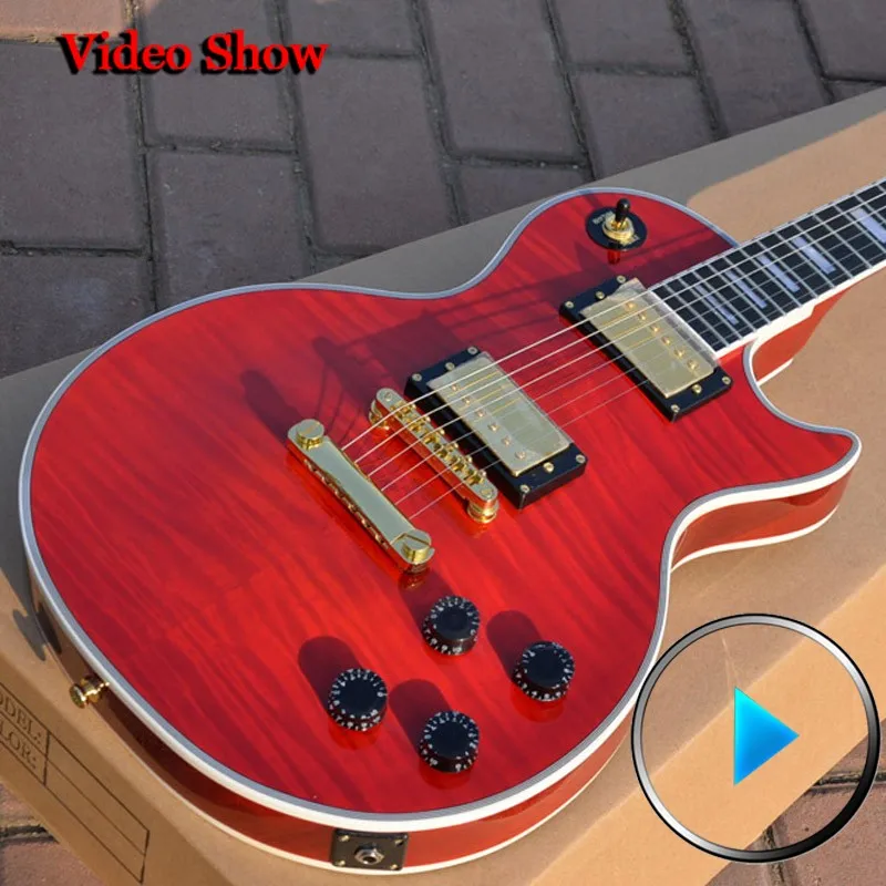 

Custom Shop Custom red tiger Figured Top mahogany musical instruments chinese electric guitar free shipping