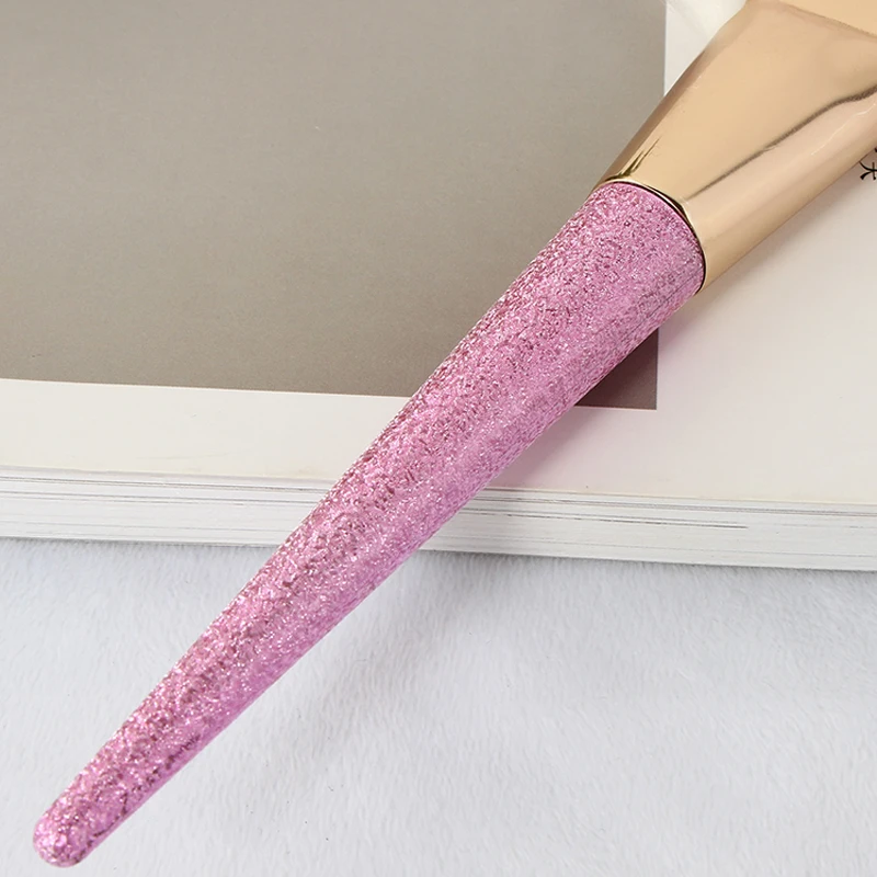 Pink Fan Makeup Brushes Face Loose Powder Foundation Blusher Concealer BB Cream Kabuki Brush (6)