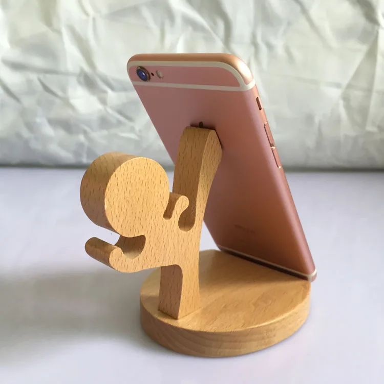 

Lovely Kung Fu kid Shape Wooden Material Mobile Phone Stand