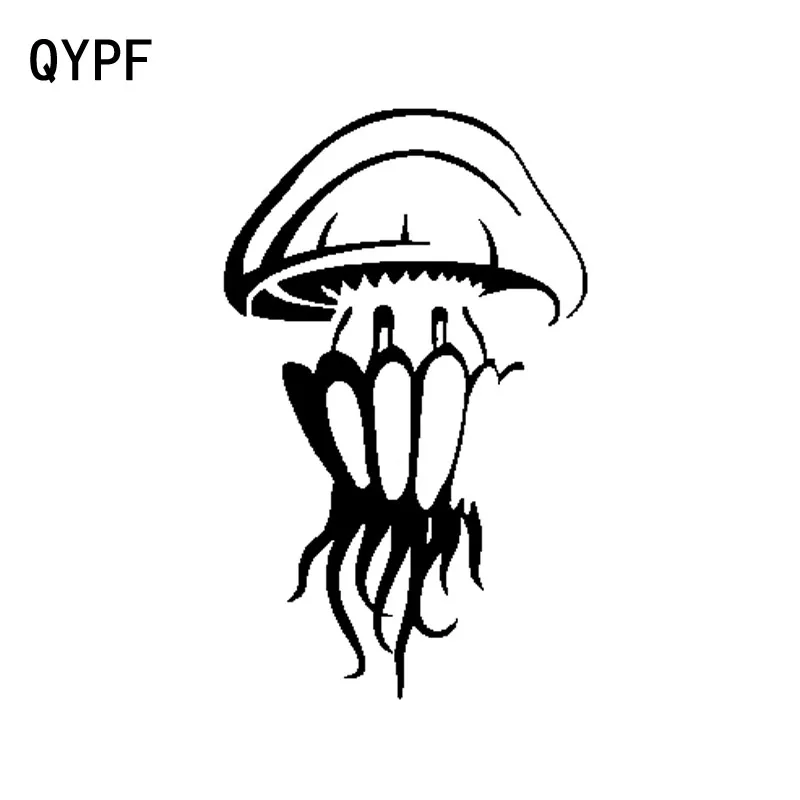 

QYPF 9.4cm*15.2cm Funny Cartoon Aquatic Jellyfish Sturdy Vinyl Car Sticker Vivid Window Decal Black/Silver C18-0255