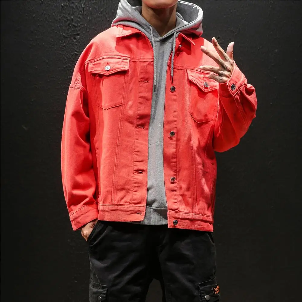 2019 New Men's Denim Streetwear Bomber Slim Fit Jacket Youth High Quality Cowboy Coats Black/red/white/green Windbreaker S-2XL