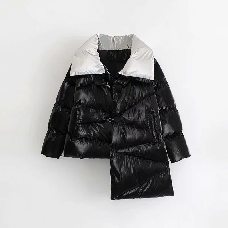 

Sustans Straight Thick Winter New Korean version Of the Bright Face Personality Irregular Hem Lapel Wild Cotton coat WLP245
