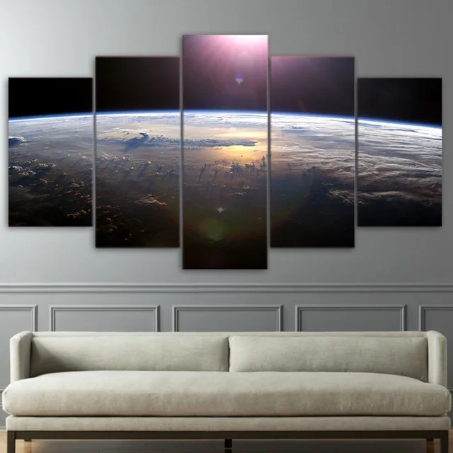 HD print 5pcs Universe Space planets stars canvas wall art Painting