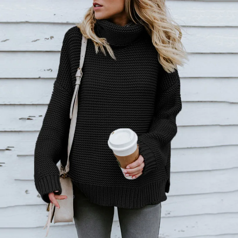Women Turtleneck Sweaters Autumn Winter 2019 Pull Jumpers European Casual Twist Warm Sweaters Female oversized sweater Pull