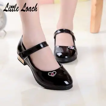 

Princess Girls Leather Shoes Soft Outsole Spring Autumn Dance Shoes Low Heel Kids Moccasins Party Dress Fancy Sandals Red Black