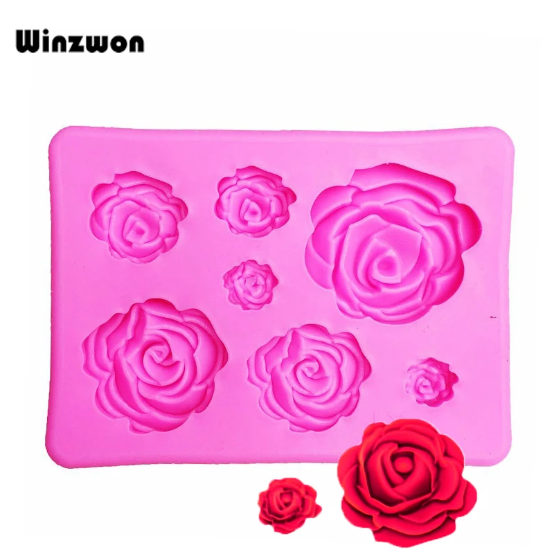 

3D Pink Rose Flower Shape Silicone Cake Mold DIY Candy Chocolate Fondant Molds Cake Decorating Tools