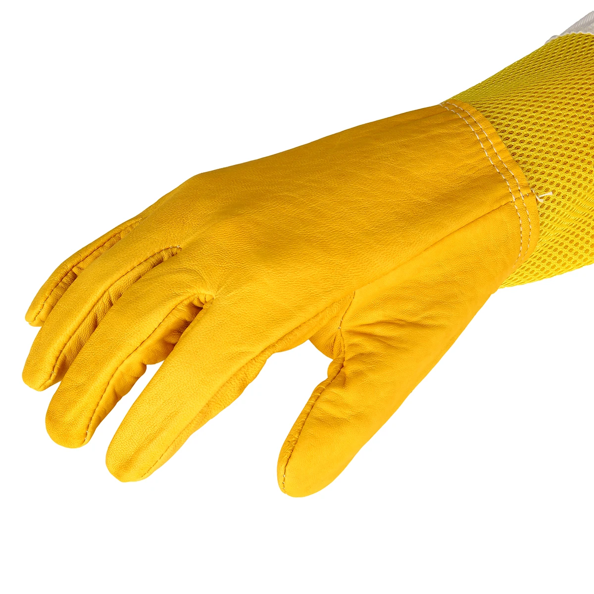 1 Pair Beekeeping Gloves Size XL Goatskin Bee Keeping with Vented Beekeeper Long Sleeves Mesh Fabric Sleeve Anti-bee Gloves