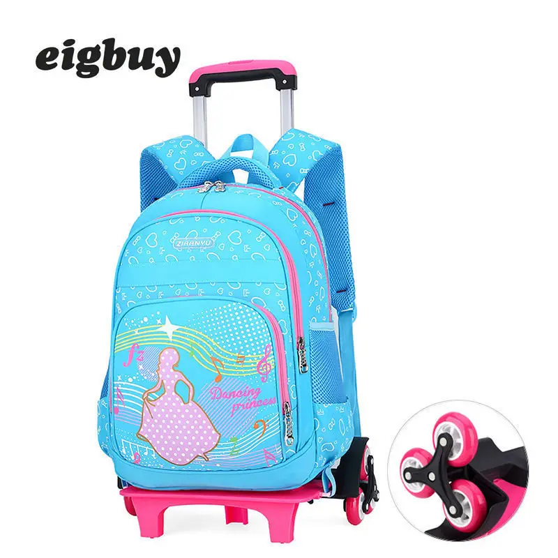 

Grade 2-6 Kids Trolley School Bag Luggage Backpack Boys Girls Backpack Latest Removable Children School Book Bags 2/6 Wheels
