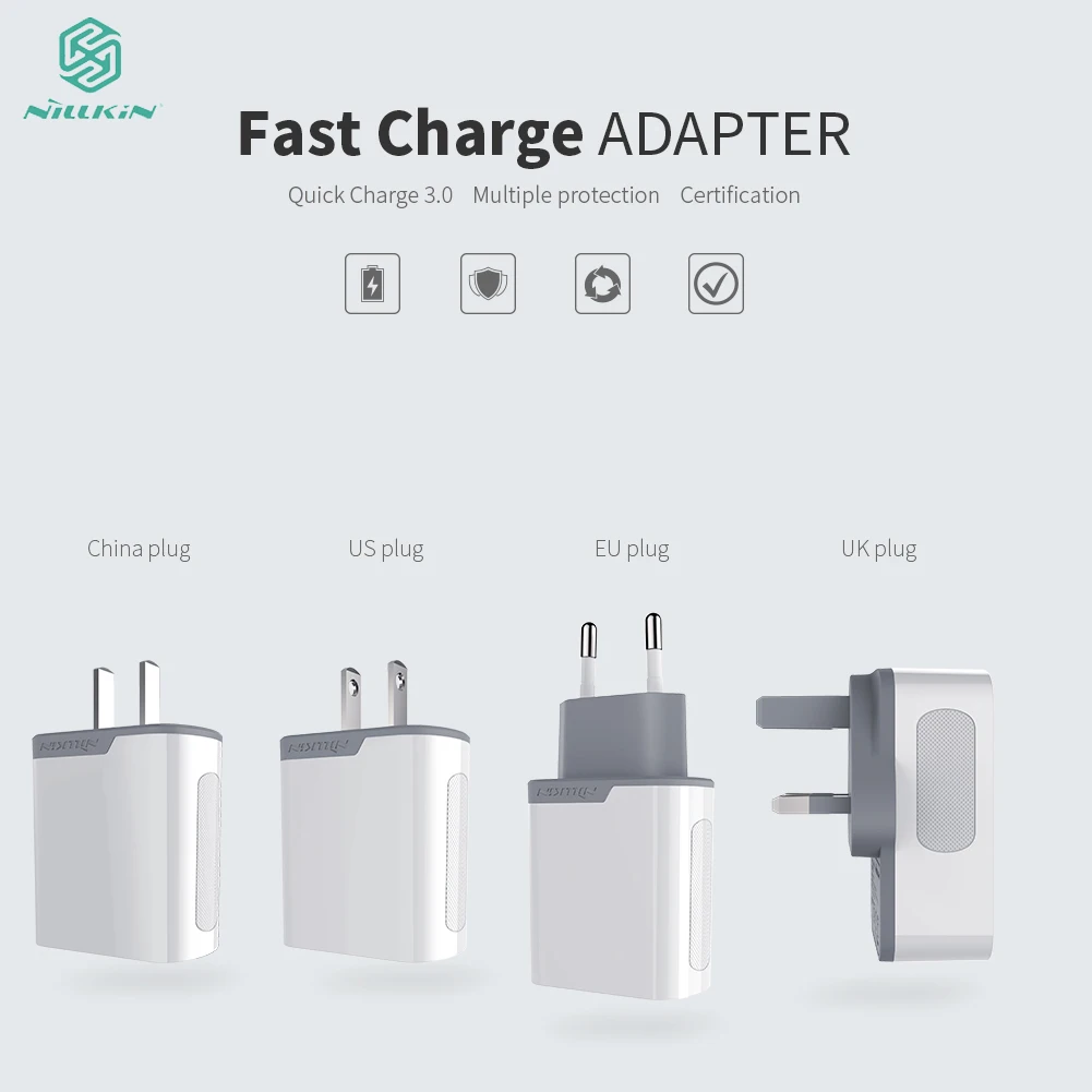 

NILLKIN Fast Charge Adapter USB Charger 3A Quick Charge 3.0 High Quality Phone Adapter For Xiaomi Huawei Zte Meizu etc.