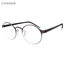 Титановые винтажные очки, круглые очки, оправа для мужчин, металлический рецепт, фирменный дизайн, очки для близорукости, оптические очки