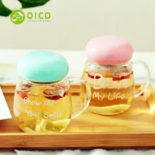 OICO 280 мл грибные стеклянные чашки бутылки с ручкой и съемный ситечко для чая для офиса/домашнего использования