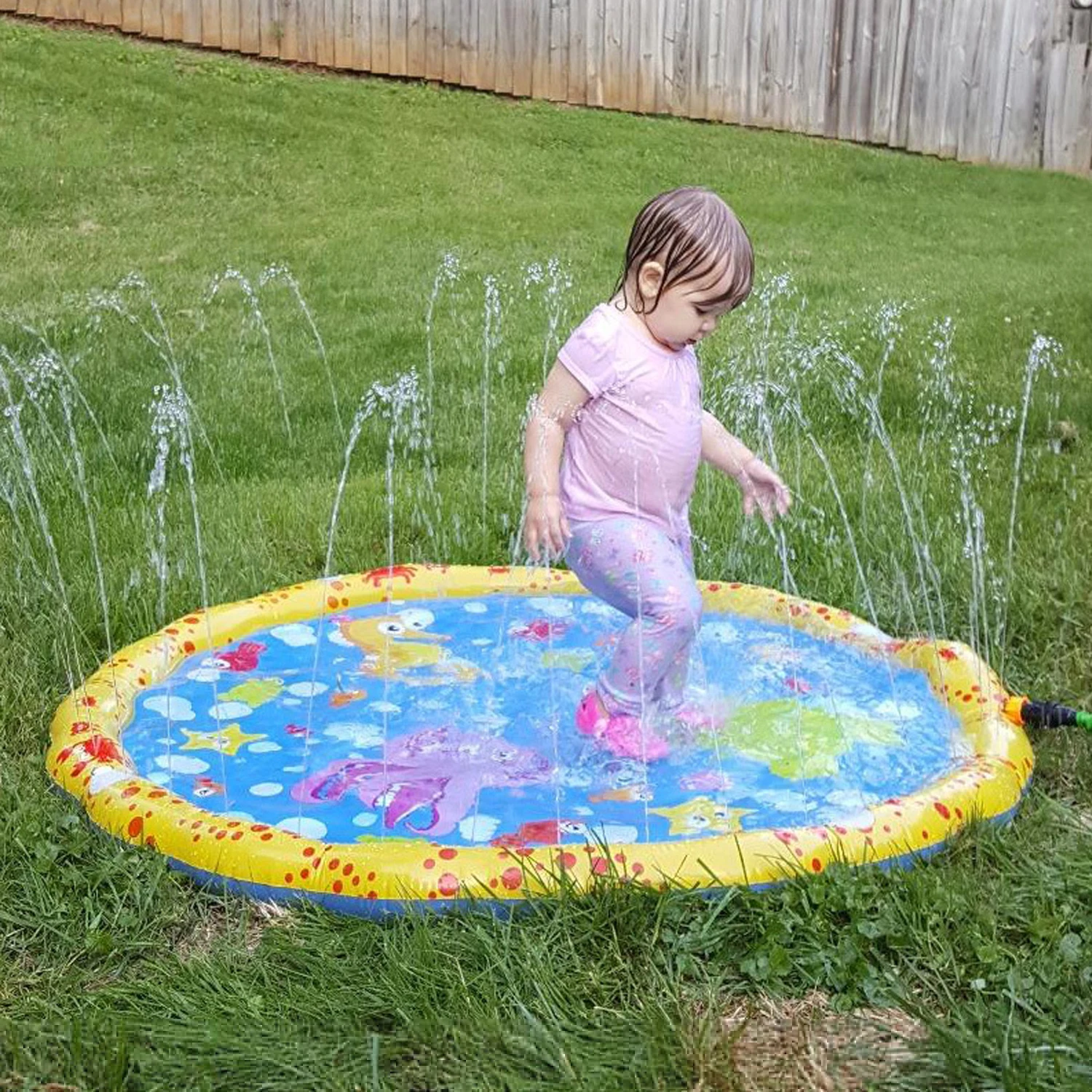astounding  100cm Funny Inflatable Outdoor Sprinkle Splash Water Play Mat Pad Toy for Kids Children Babies Todd