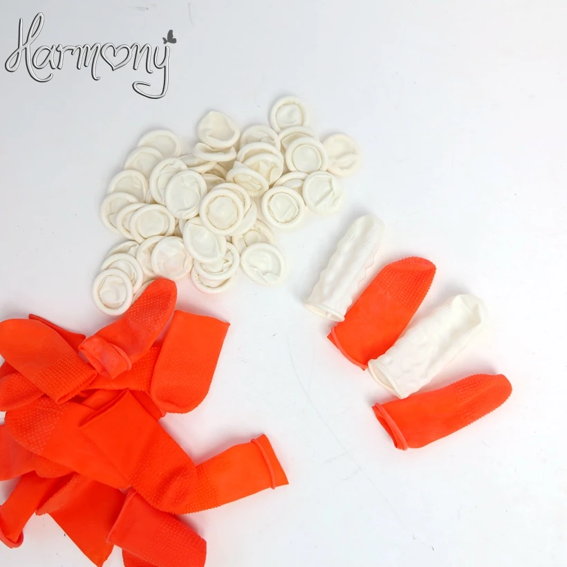 200pcs Safety Latex Heat Insulation Finger Protector Cots/Shields Antislip Antistatic Finger Tip for Keratin Hair Extensions