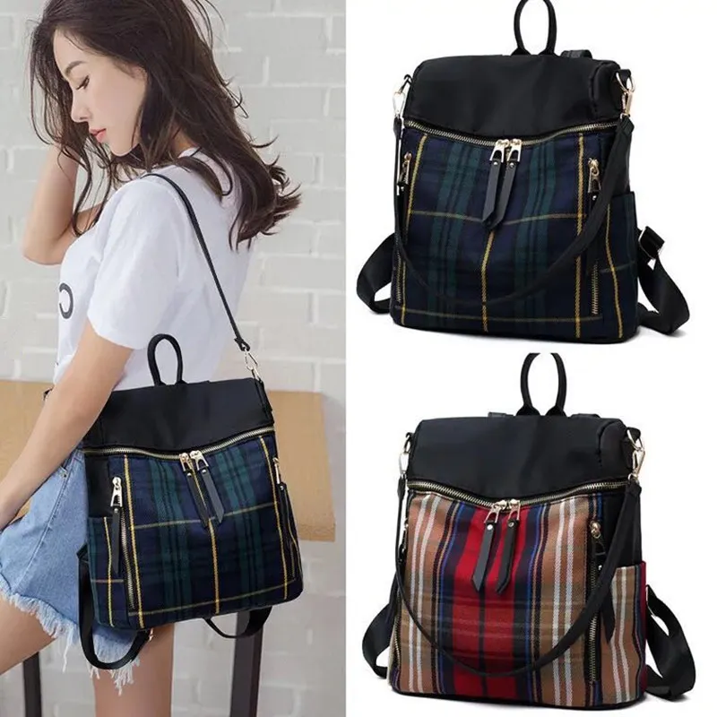Nuevas Mochilas a cuadros de tela Oxford para mujer mochila de moda para mujer Mochilas escolares de diseño para adolescentes niñas mochila de viaje Nuevas Mochilas a cuadros de tela Oxford para mujer mochila de moda para mujer Mochilas escolares de diseño para adolescentes niñas mochila de viaje