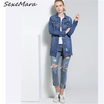 

Streetwear Solid Regular Spring Denim Jacket Women Loose Blue Piece Fashion Denim Jacket Plus Size 2019