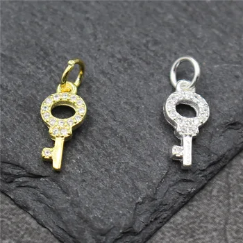 

100% 925 Sterling Silver Dangle Key Charms Handmade Decoration Pretty Pendants Fit Necklace Bracelets DIY Jewelry Making Charms