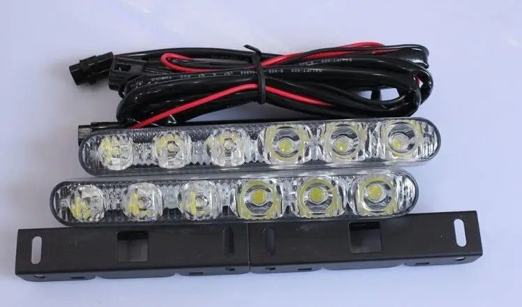 Pair Car Headlight HighLow Beam Warning Driving Fog Lamp Auto Head LED Daytime Running Light Len Xenon DRL AE (7)
