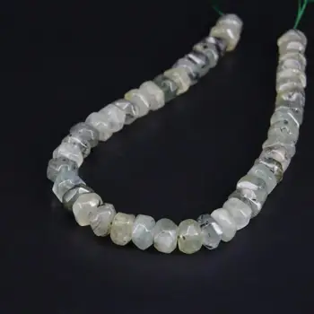 

15.5"/strand Natural Prehnites Faceted Rondelle Spacer Loose Beads,Raw Green Crystal Quartz Cut Nugget Pendantss Jewelry Making