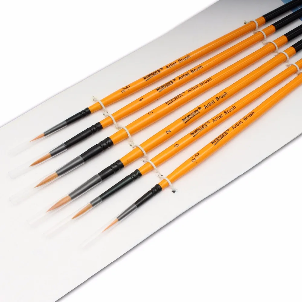 6pcs/set point head artist brush Detail Paint Brush Set Finest Quality