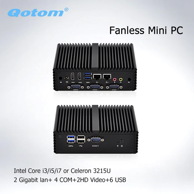 Cheap Qotom Barebone system Mini PC with Celeron 3215U i3 i5 i7 pfsense Firewall Fanless Mini PC Linux industrial Computer Server Cheap Qotom Barebone system Mini PC with Celeron 3215U i3 i5 i7 pfsense Firewall Fanless Mini PC Linux industrial Computer Server