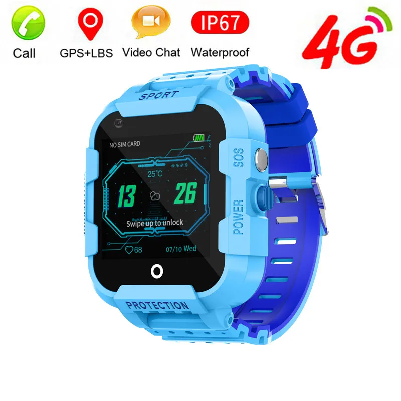 4G GPS Kids Smart Watch GPS Tracker IP67 Waterproof Video Call Camera LBS WIFI Location Smartwatch Clock Kid Gift Watch birthday - Цвет: blue