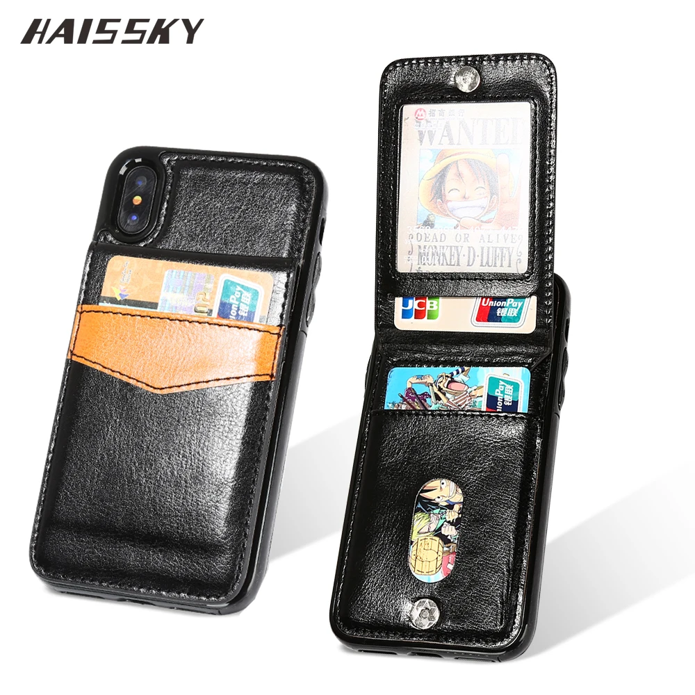 Чехол бумажник HAISSKY для iPhone Xs чехол max xr X 10 роскошный кожаный магнитный держатель