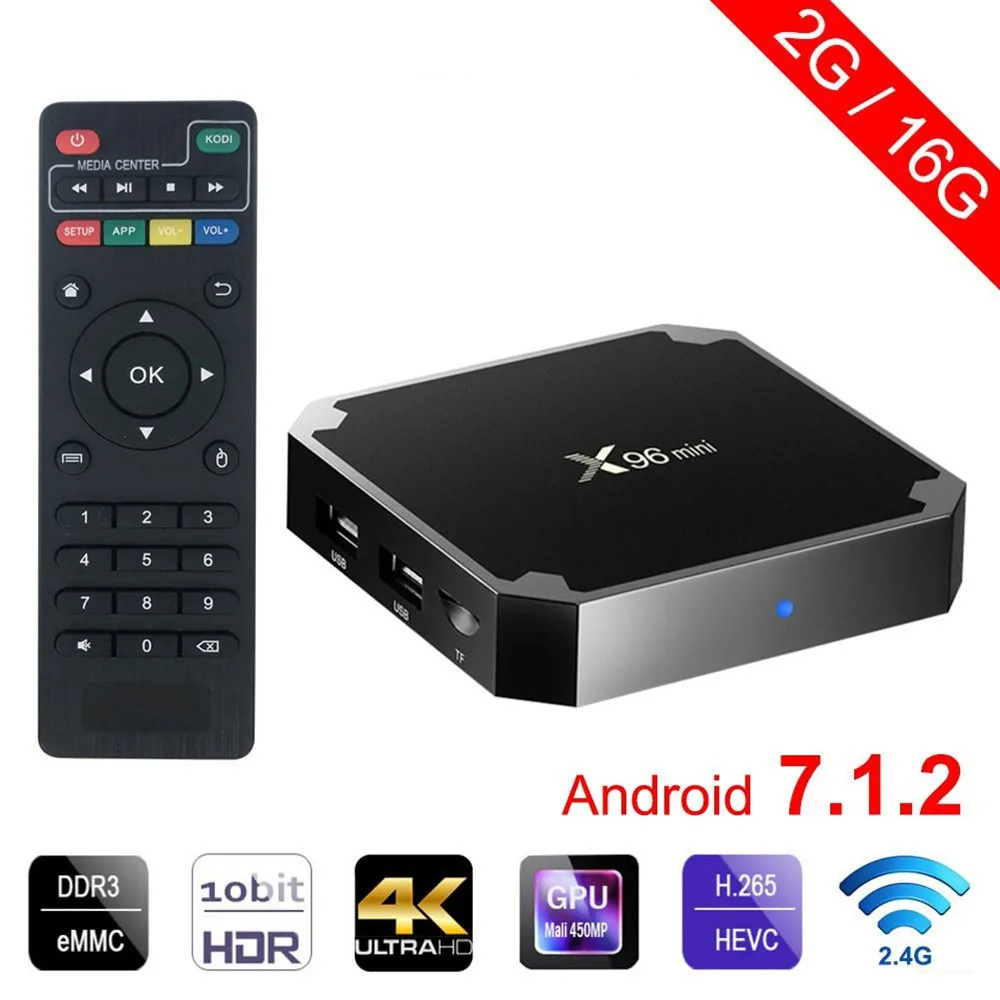 

X96 mini tv box Android 7.1.2 2GB 16GB andriod TV BOX Amlogic S905W Quad Core Suppot H.265 UHD 4K WiFi X96mini Set-top box