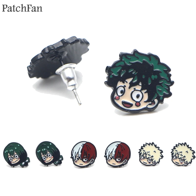 Patchfan мой герой Мультяшные сережки эмаль очаровательные милые Креативные para