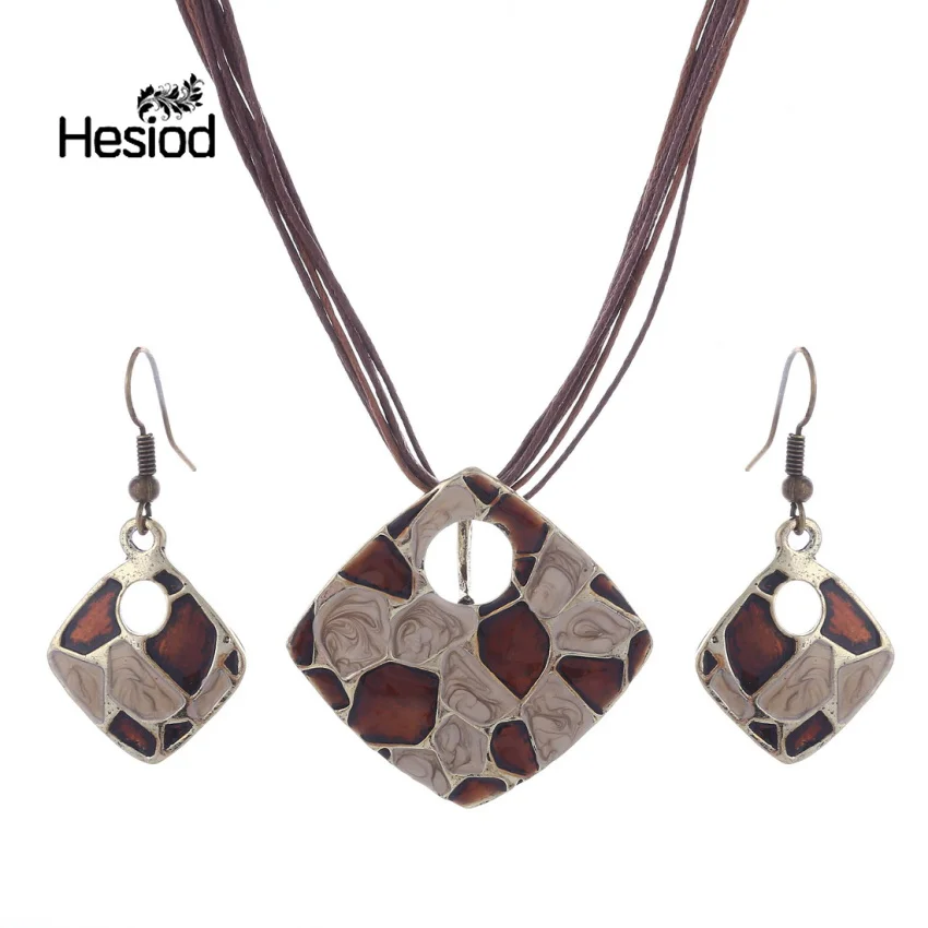 

Hesiod Elegant Luxury Design New Fashion Colorful Austrian Crystal Antique Square Drop Jewelry Sets Women Gift