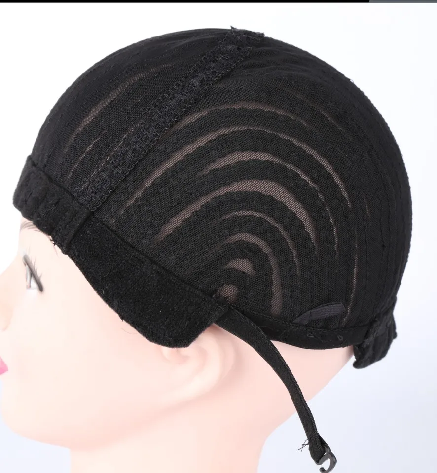 Black Crochet Synthetic Braids Wig Cap For Making Wig With Adjustable Strap Glueless Weaving Caps Wig Cap Hairnet