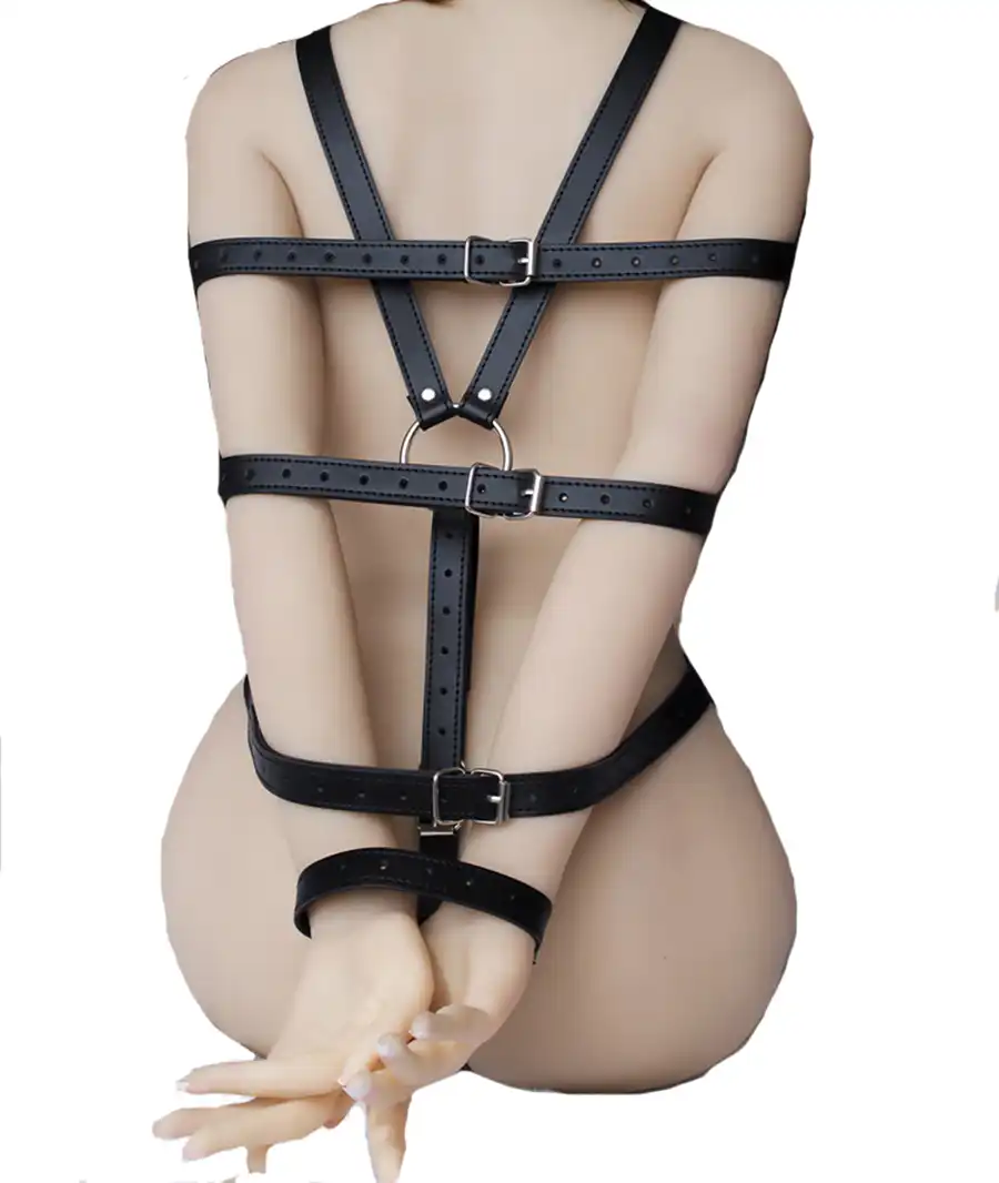 Bdsm full body leather restraint table Black facial tunes