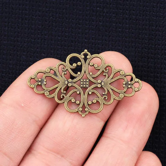 

41*25mm 12pcs/lot 2015 New Fashion Antique Bronze Plated Handmade Charms Necklace Pendant Flowers Connector