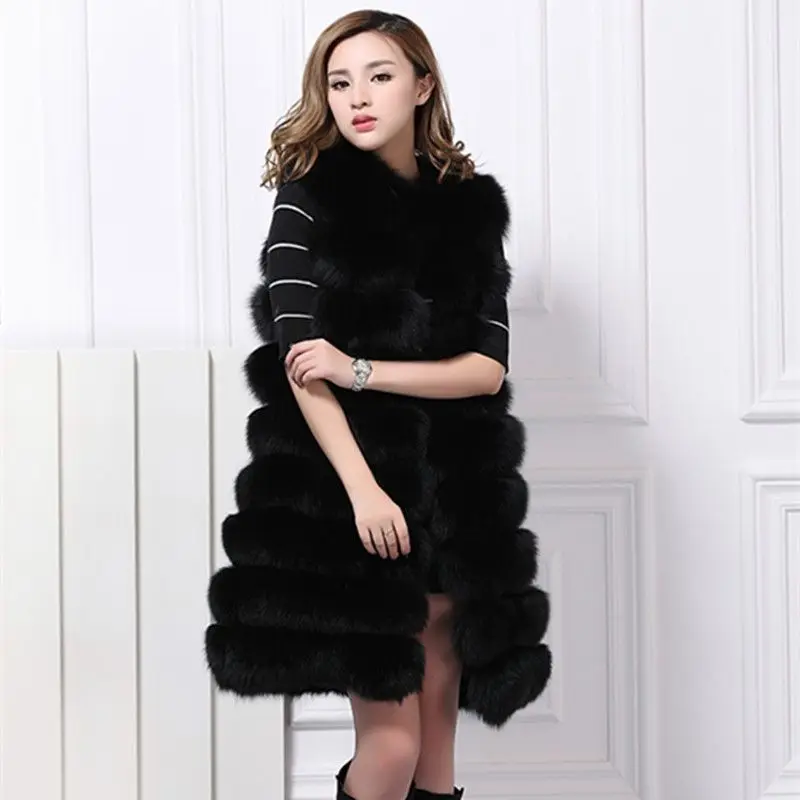 Élégantes Veste Color Green Manteau Fausse 2019 dark Gray true Black Long Sans Gilets Mode Wine Hiver Fourrure Manches Patchwork red Moyen En De Femmes dark Nouvelles Wun898 ZqY6SwYR
