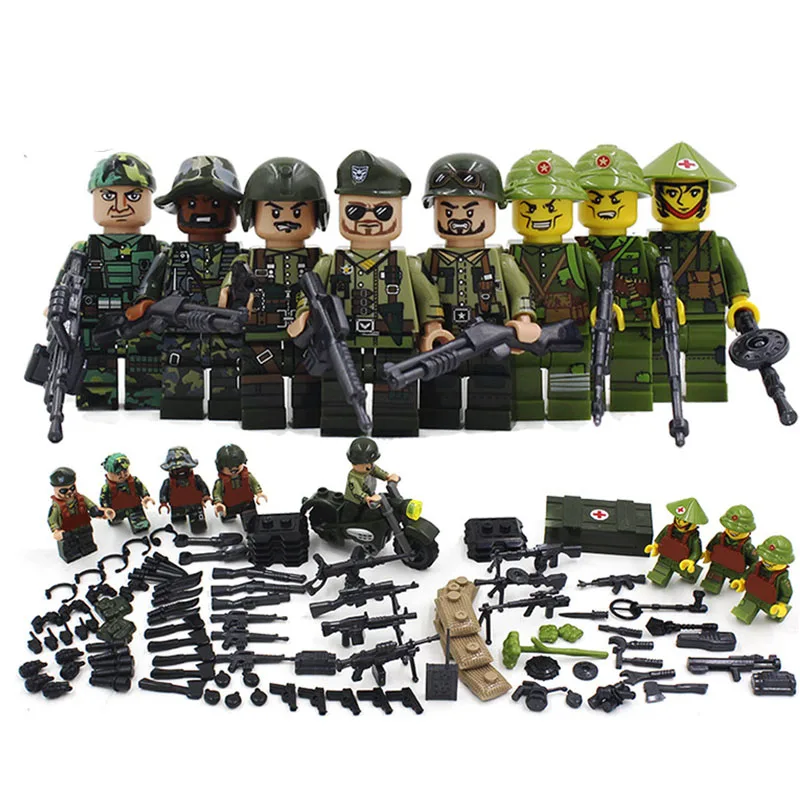 New Compatible LegoINGlys Military American Armies Ww2 Vietnam War Field Battle Figures Building Blocks Model Toys for Boys Gift
