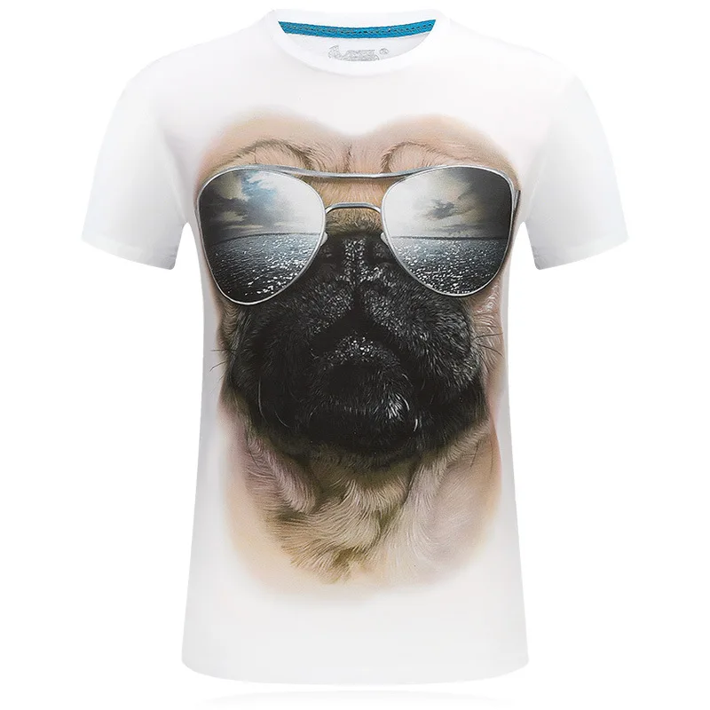 Clomplu футболка летние футболки хлопковая футболка для мужчин модные крутые собаки гориллы Ape 3D одежда с принтом топы корректирующие короткий рукав - Цвет: glass dog white