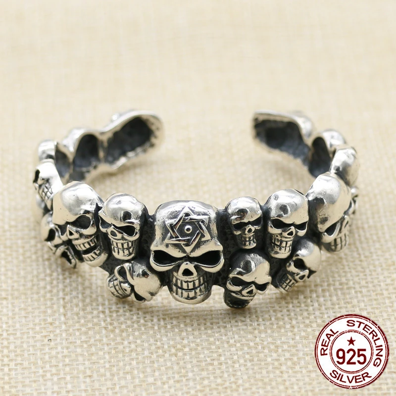 

100% S925 sterling silver men's bracelet personality fashion retro hip hop punk jewelry skull shape to send a gift of love hot