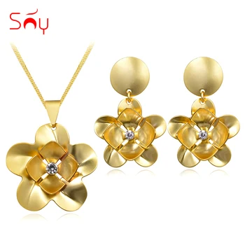 

Sunny Jewelry Fashion Jewelry 2020 Women Earrings Pendant Necklace Jewelry Sets Cubic Zirconia Flower For Party Wedding Daily