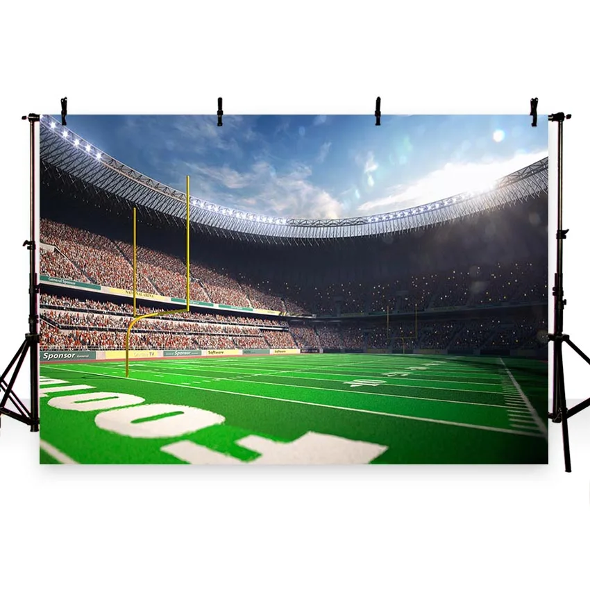 

Vinyl Photography Background Football Field Soccer Match Playground Theme Champion Children Backgrounds for Photo Studio